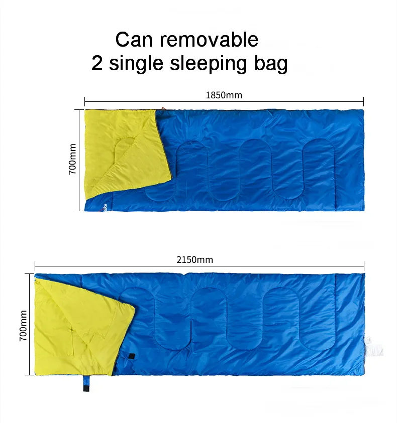 Naturehike открытый 2 человек хлопок двойной спальный мешок расширение утолщаются может съемный съемные Спальные Мешки Кемпинг с подушкой
