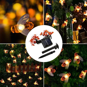 

Garden Solar Lights Cute Honey Bee Fairy String Lights,5M/7M Waterproof Outdoor Garden Lighting 8 Lighting Modes High Quality