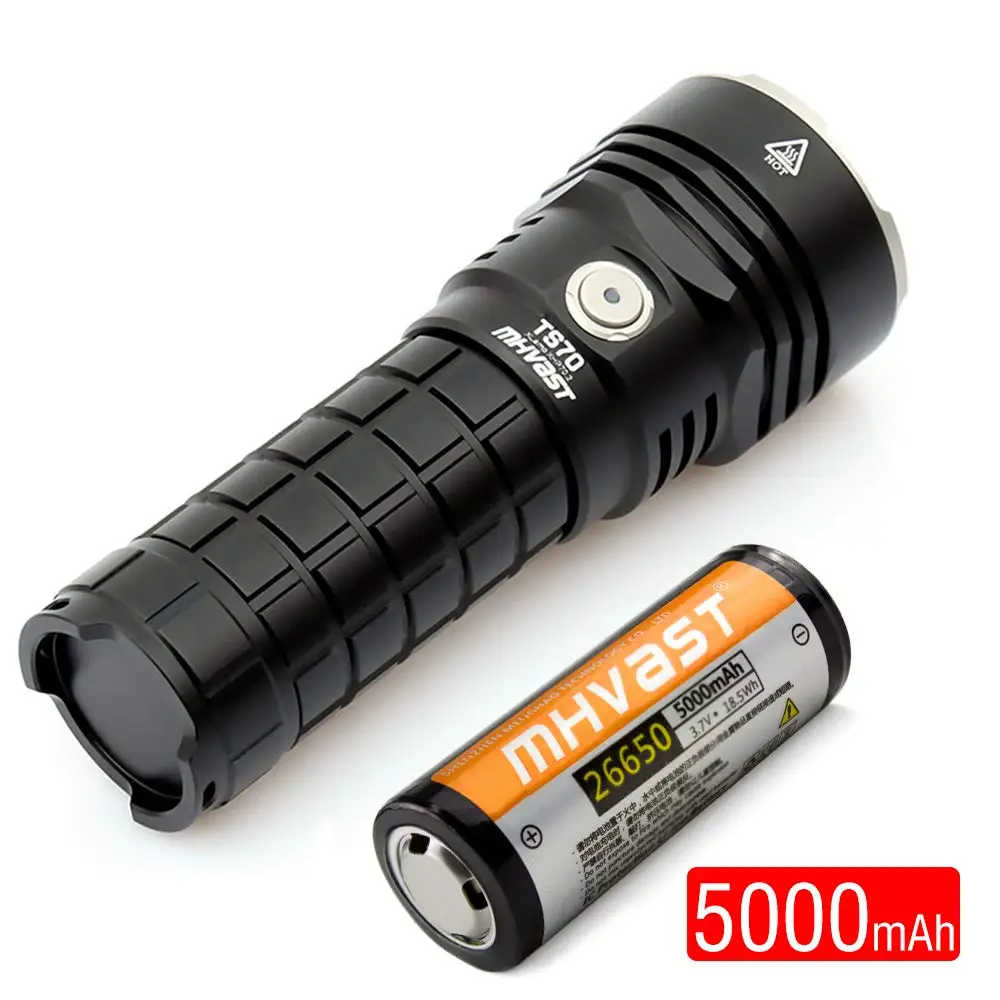 

New!MHVAST TS70 led flashlight cree XHP70.2 3860 lumnes high power lamp searching flashlight Type-c 2A 26650 battery include
