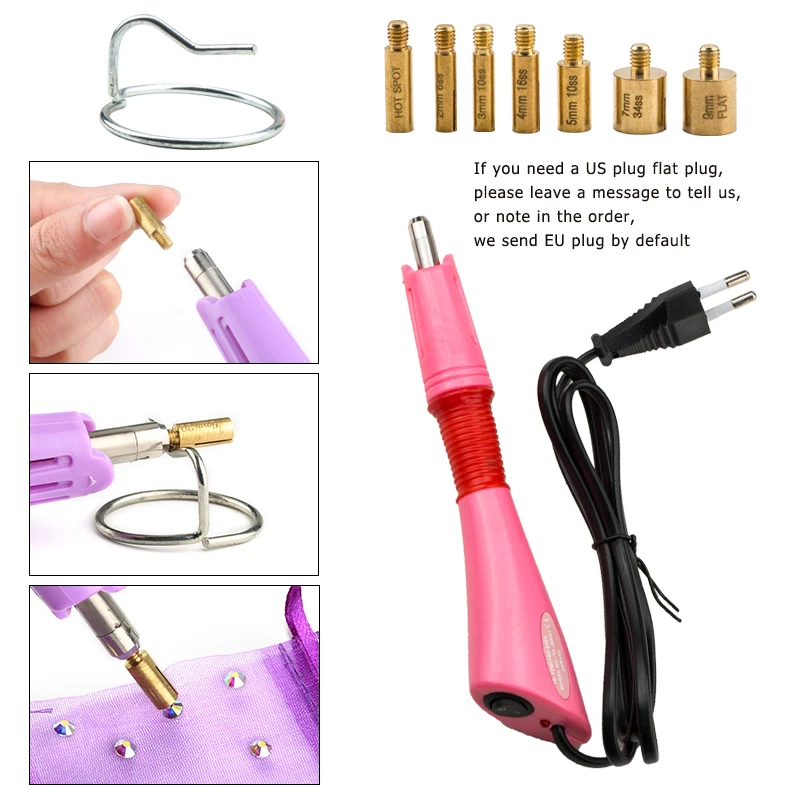 Applicator Rhinestone Setter Hot Fix Applicator Wand Tool Bedazzler Kit Set  with 7 Tips & Hot-fix Rhinestones, Violet