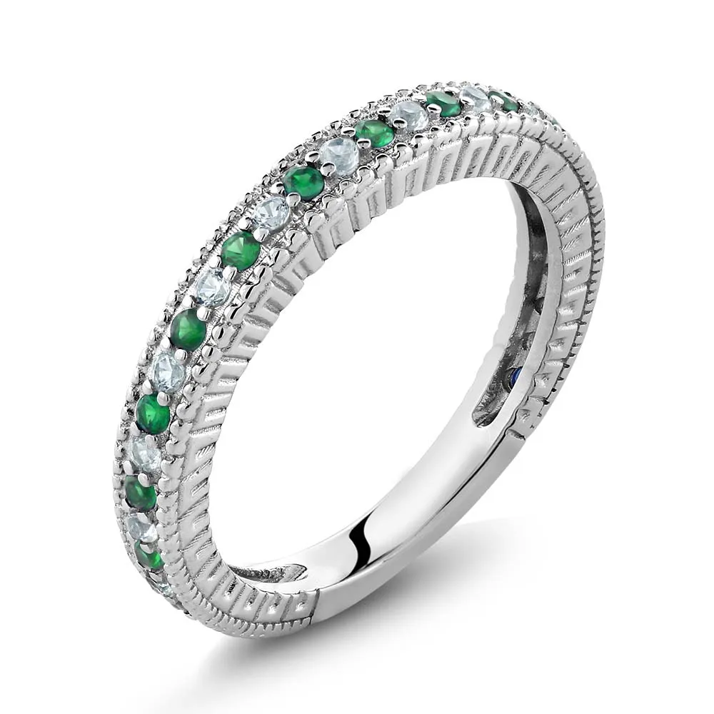 GemStoneKing 925 пробы Серебряное обручальное кольцо Обручение нано изумруд & Белый