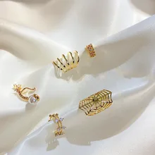 Spider Web Trends Simple Zircon Pearl Metal Ear Bone Clip No Piercing Earrings Ear Clips For Women Men Punk Charm Gold Jewelery fanier new charm rose gold flag zircon four ear studs mode ladies simple temperature jewel ear ball recommended marriage ball