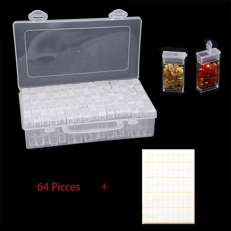 

64/128/pcs Diamond Painting Tools Beads Container Rhinestone Diamond Embroidery Stone Storage Accessory Mosaic Convenience Box