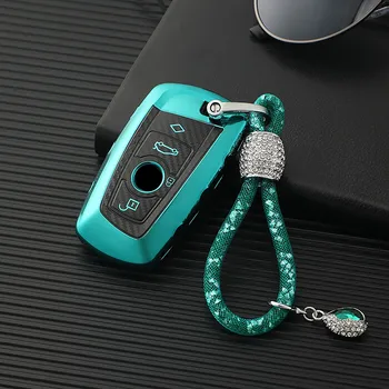 

Carbon fiber pattern all-inclusive TPU car key case for BMW new 1 3 4 5 6 7 series F10 F20 F30 smart 3 buttons keychain keyring
