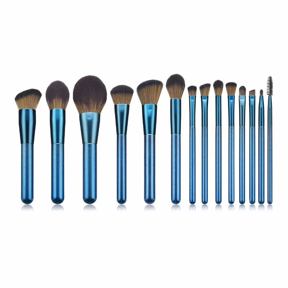 14pcs Soft Hair Makeup Brush Set Brush Blue Foundation Eyeshadow Eyeliner Lip Powder Brush Maquillage Cosmetic Tools