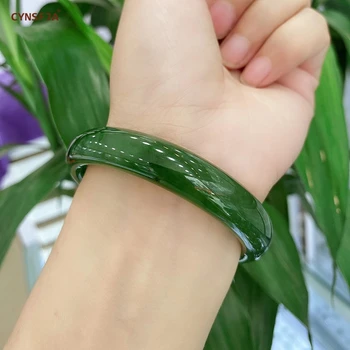 

CYNSFJA New Real Rare Certified Natural Hetian Jade Jasper Nephrite Lucky Amulets Jade Bangle 53-62 Green High Quality Best Gift