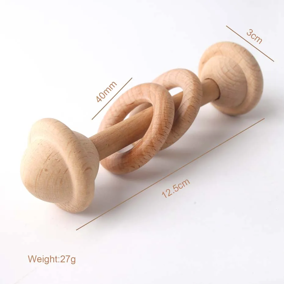 Beech Rattle Деревянные погремушки зубное кольцо для кормления погремушка с кольцом Детские игрушки Монтессори из бука детские забавные интересные игрушки для детей - Цвет: Beech Rattle