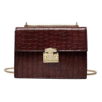 

Fashion purses and handbags solid crocodile print PU leather square women's shoulder bag crossbody bags for women luxury bag