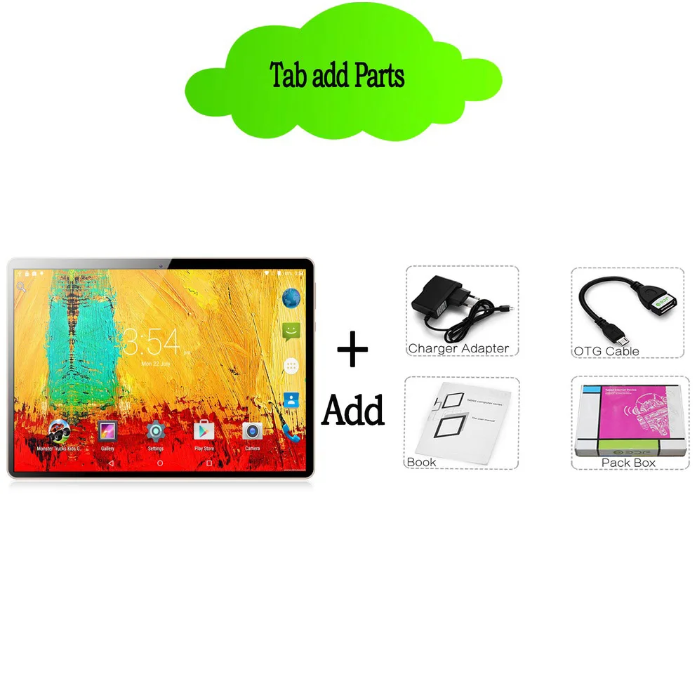 Set meal 1 10 дюймов ips Экран 3g Телефонный звонок Android планшетный ПК с системой андроида и 4 Гб 64 ГБ Android 7,0 Octa Core Dual SIM Поддержка мобильного телефона gps - Комплект: Set meal 1