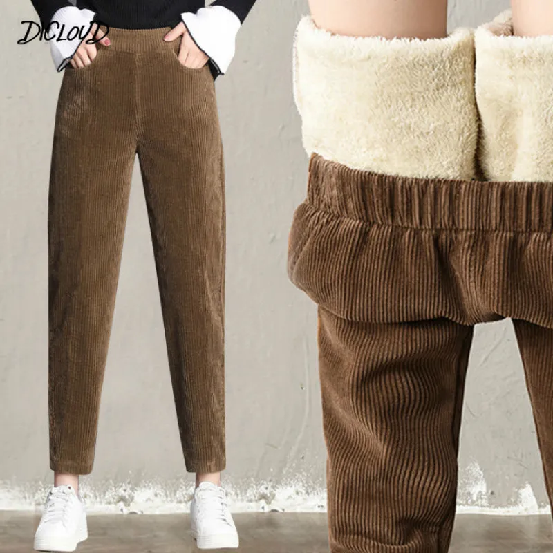

Autumn Winter Corduroy Harem Pants Women Fashion Thickening Casual Ladies' Pants Korean Loose High Waist Trousers Plus Size