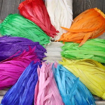 

1 meter Rooster Tail Feather Trim Chicken feathers Height 25-30cm Carnival party decoration Clothing Dress Accessories Crafts