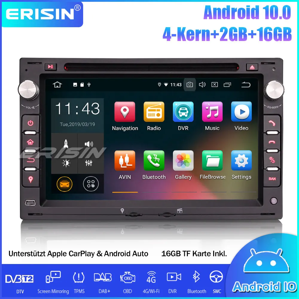 Автомагнитола ES5186V DAB + Android 10 0 автомобильное Стерео Авторадио Wifi CarPlay GPS для VW Golf