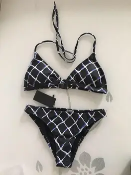 

Summer New Fashion Adult Women Female Two-Pieces Plaid Check Pattern Swimsuit Ladies' Swimwear