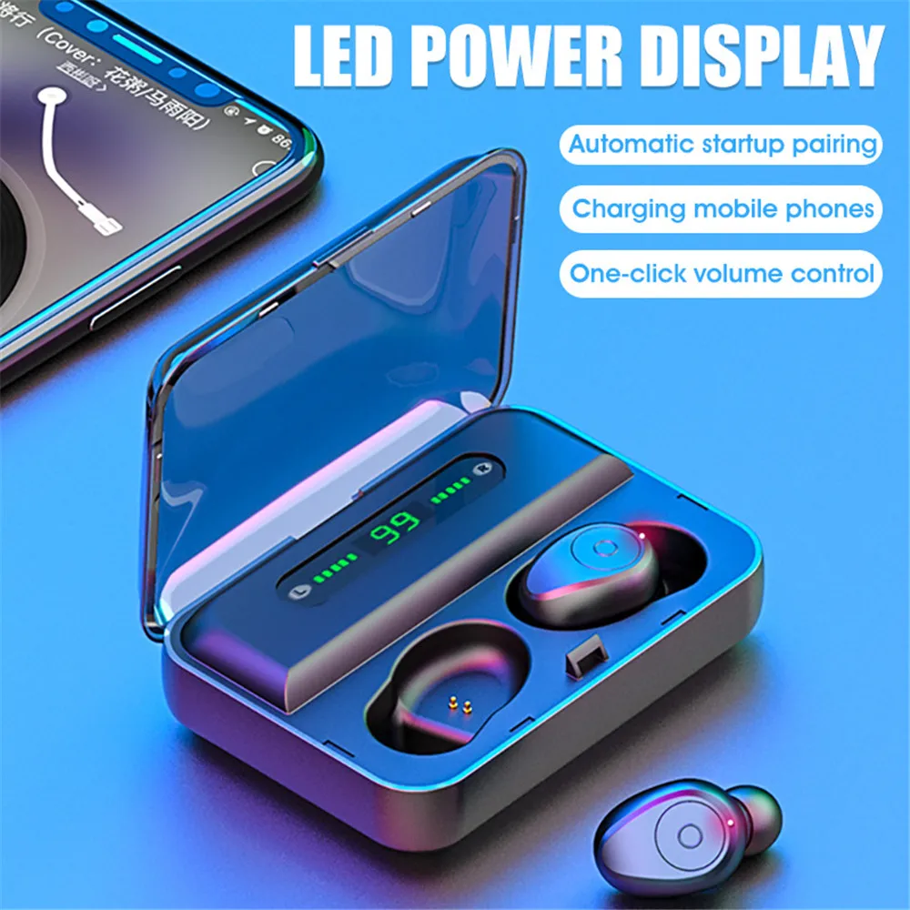 TWS Bluetooth V5.0 наушники светодиодный дисплей мини беспроводные наушники HD стерео гарнитура наушники с двойным микрофоном для samsung Xiaomi