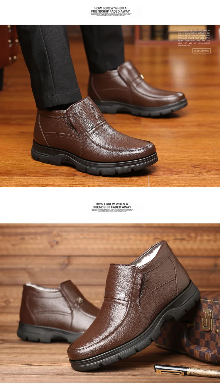 Новые модные мужские рабочие кожаные ботинки; теплые мужские зимние ботинки на холодную зиму; обувь из натуральной кожи; мужские шерстяные хлопковые ботинки; обувь