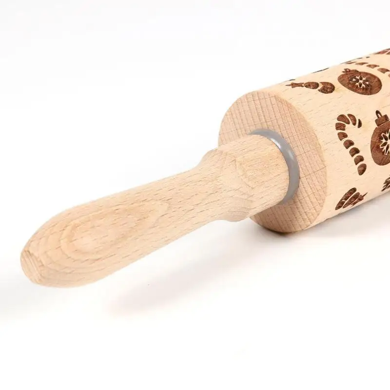 Рождественское тиснение Скалка тесто для печенья ролик+ 6 шт. форма для печенья гравированная деревянная роликовая олень Олень Снежинка