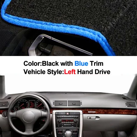 LHD Blue Крышка приборной панели автомобиля, коврик, ковер для Audi A4 B6 B7 2002 2003 2004 2005 2006 2007 2008 LHD RHD 2 слоя солнцезащитный козырек Авто накидка - Название цвета: LHD Blue