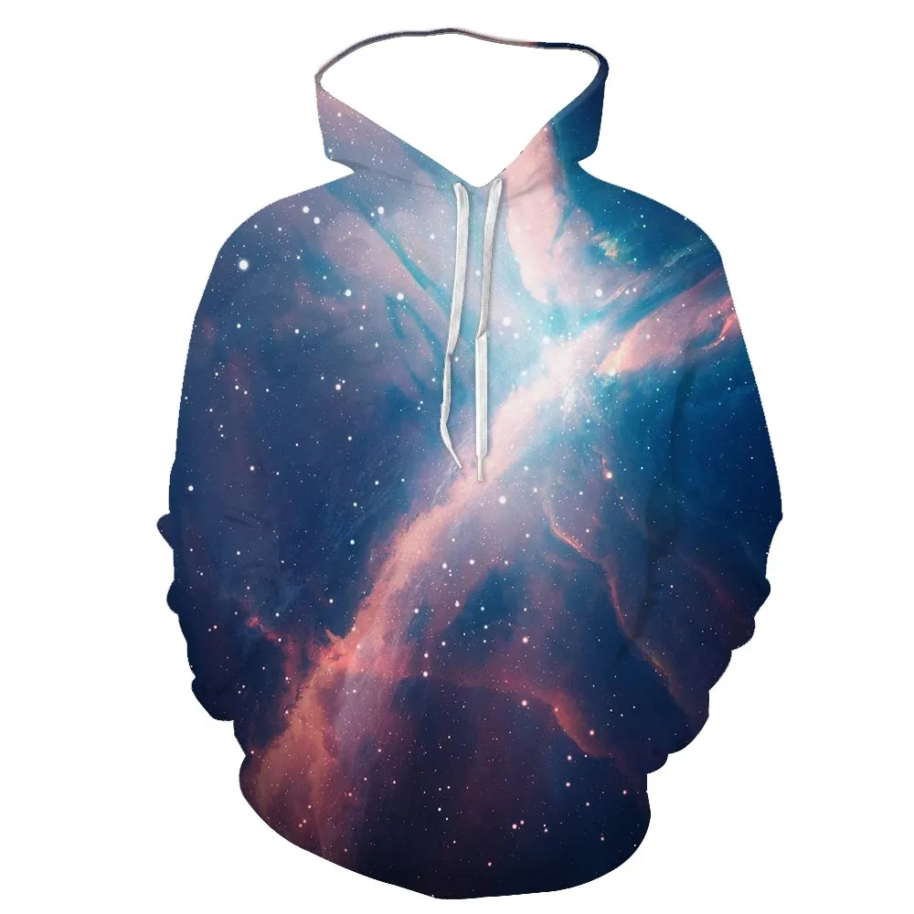 

European and American Creative 3D Digital Printing Starry Universe Series Unisex Creative Hooded Long Sleeve Top