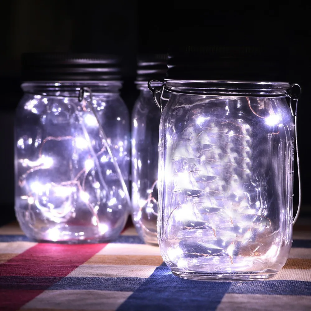 CARPRIE светодиодный Сказочный светильник на солнечных батареях Mason Jar с крышкой, изменяющий цвет, декор для сада, гостиной, светильник на солнечных батареях, гирлянда#45 - Испускаемый цвет: White