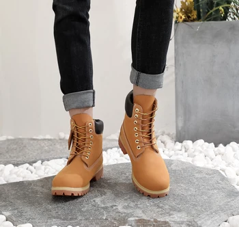 

New Classic Casual Men Boots Spring Autumn Antiskid Breathable Comfortable Lace-up Ankle Boots Fashion Yellow Tooling Boots Men