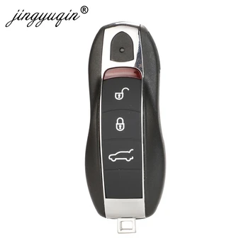 

jingyuqin 3 Buttons Smart Keyless Entry Remote Key Case for Porsche Panamera Macan Cayenne Replacement Smart Key Shell