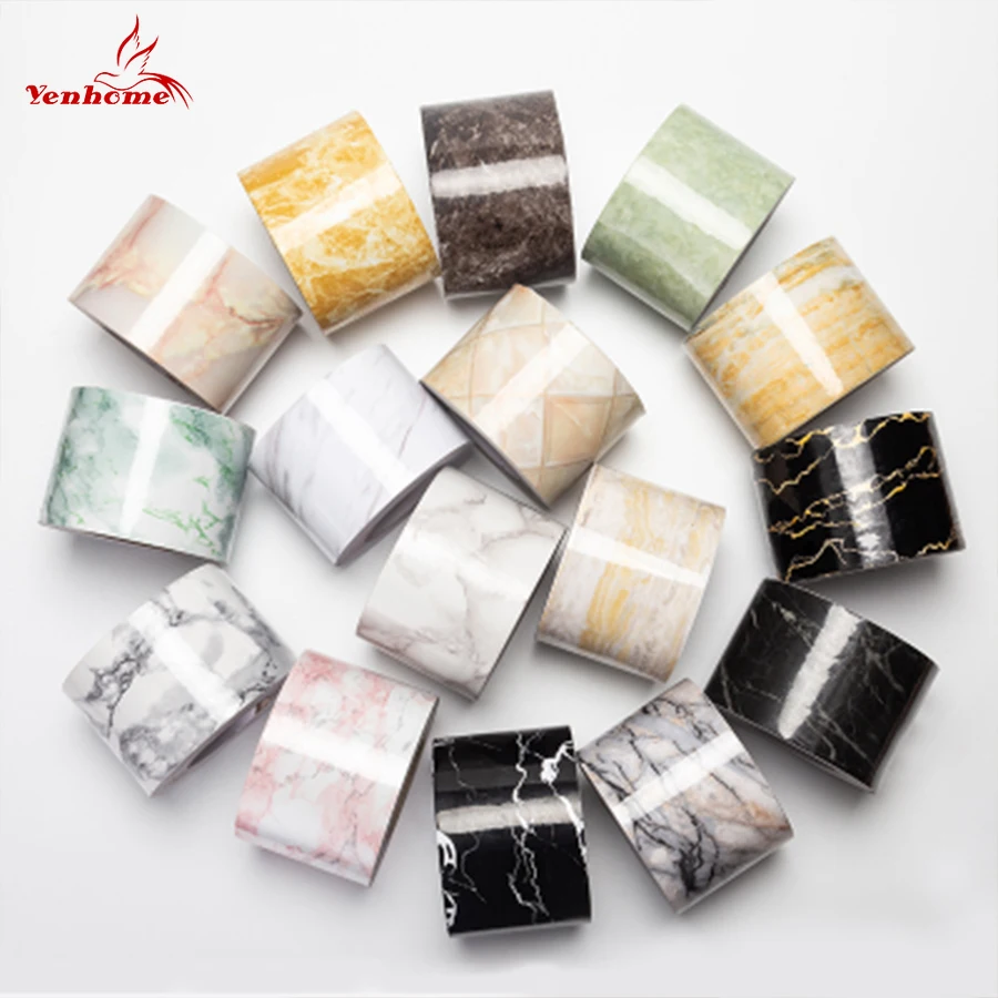 

Marble Style Self-adhesive Window Floor Stickers for Living Room Skirting Line Decal Waterproof Waist Line Wallpaper Home Decor