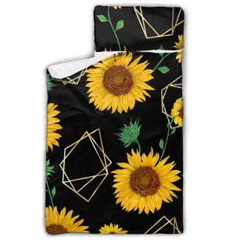 

Golden Sunflowers Toddler Nap Mat Children's Sleeping Bag with Removable Pillow for Preschool Daycare and Sleepovers
