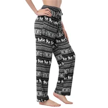 Осенние штаны для сна, женские штаны для отдыха, с карманами, с рисунком слонов, с завязками на талии, женские брюки