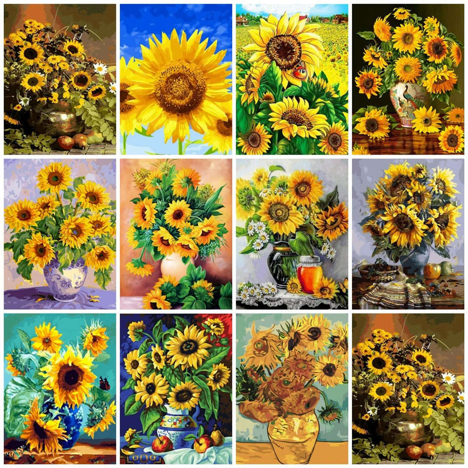 AZQSD-SunFlower-Frameless-Picture-On-Wall-Acrylic-Oil-Painting-By-Numbers-Abstract-Drawing-By-Numbers-Unique