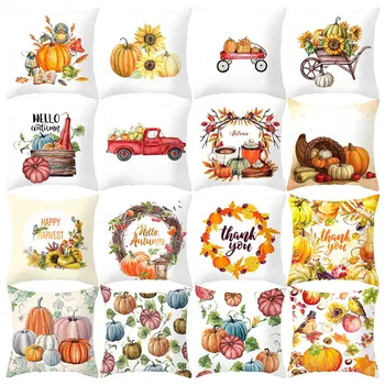 

16 Styles Fall Halloween Pumpkin Square Pillow Case Polyester Waist Throw Cushion Cover Sofa Car Home Thanksgiving Decor B1