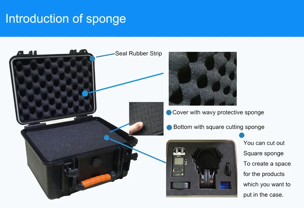 Высококачественный чехол герметичный водонепроницаемый ящик для инструментов защитное оборудование чехол для инструментов ударопрочный чехол для инструмента с пенопластом