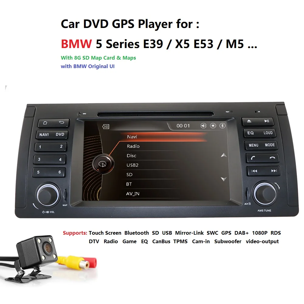 2din автомобильное радио dvd gps wince 800X480 для BMW E39 E53 M5(1996-2007) Bluetooth Зеркало Ссылка BT 1080P 16 gmaps RDS TPMS USB SWC DAB PC