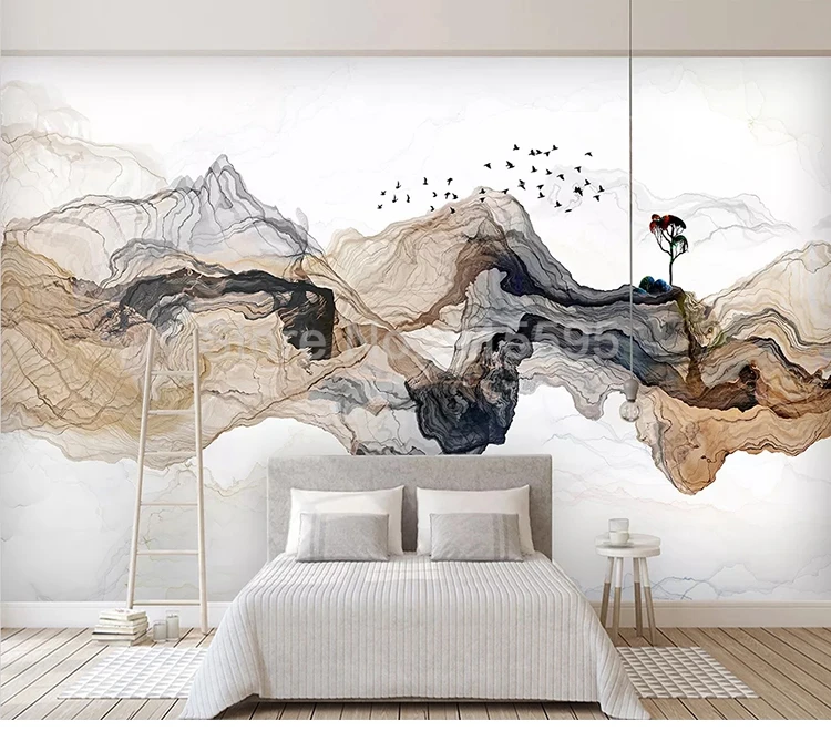 fumaça montanha água fundo decoração da pintura quarto sala estudo casa