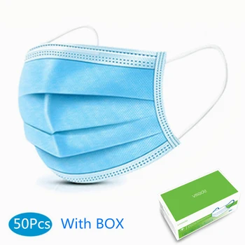 

5/50 pcs 3-Ply Safety face Masks Mouth Anti Proof Mascaras Nonwoven Elastic Earloop protective Face Masker