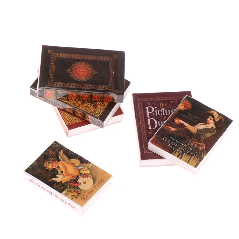1/12 Dollhouse Vintage Miniature Book Model Notebook Doll House Furniture Decor 6Pcs/set
