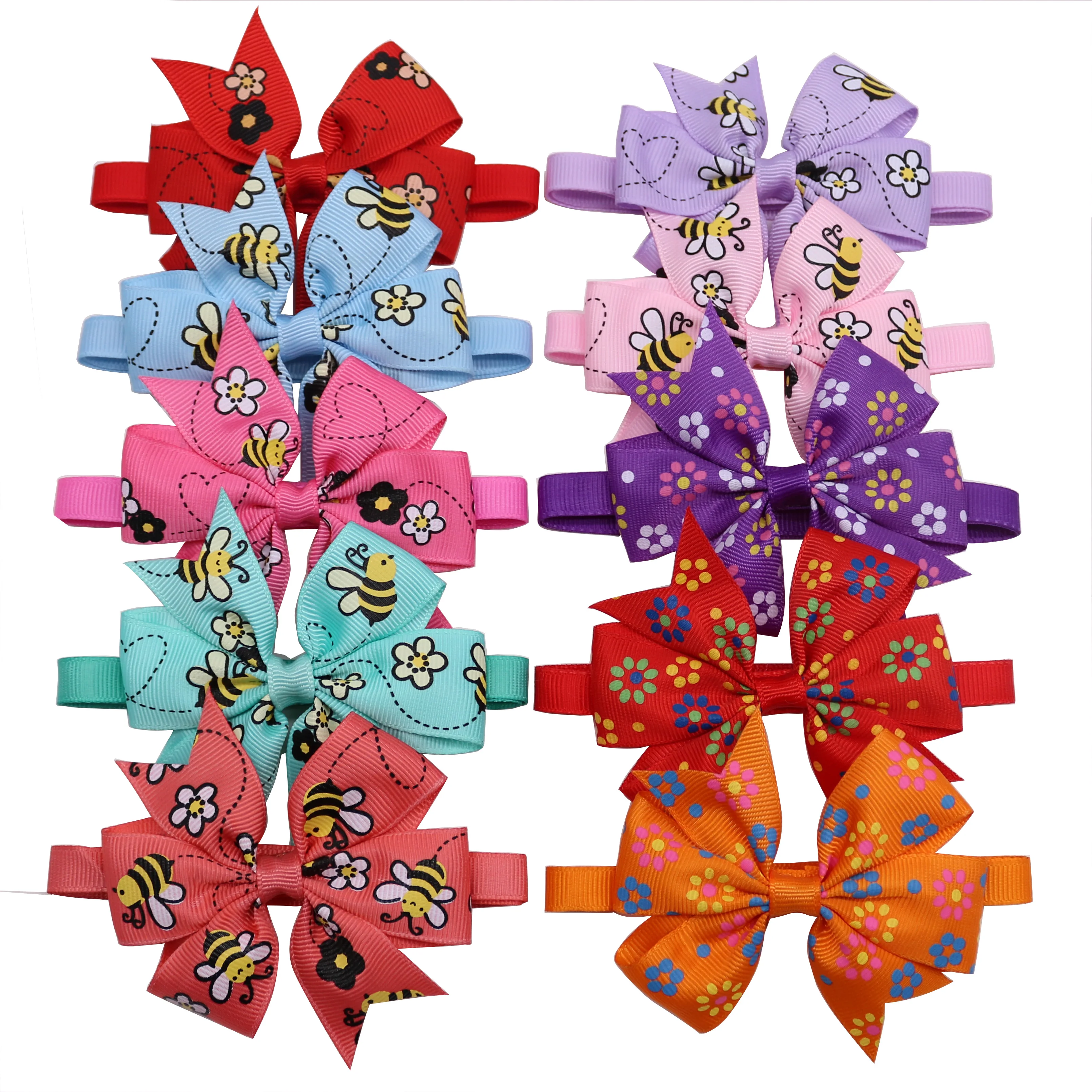 60pcs Dog Cat Bow Ties Cute Flower Bees font b Pet b font Puppy Adjustable Bowknot
