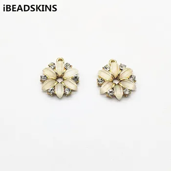

New arrival! 22x18mm 50pcs Resin/Rhinestone Flower charm for Hand Made Earrings DIY parts,Jewelry making Findings & Components
