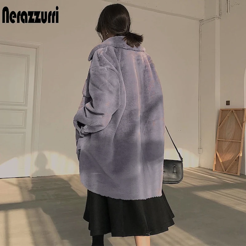 Nerazzurri Oversized warm soft furry faux fur