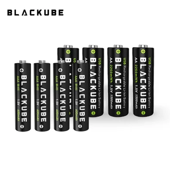

BLACKUBE 4pcs AAA 600mAh + 4pcs AA 1500mAh 1.5 V Batteries Voltage Protection USB Rechargeable Lithium Battery