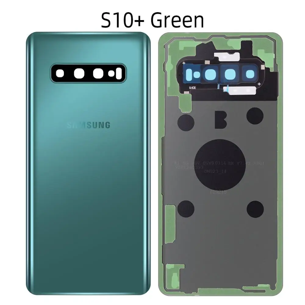 Оригинальная сменная батарея задняя крышка дверное стекло для samsung S10+ Корпус S10 Plus SM-G9750 задняя крышка чехол стеклянная задняя крышка - Цвет: Green