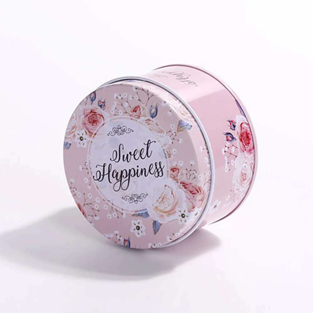 

Cute Storage Box Sealed Container Floral Can For Wedding Candy Trinket 7.5*4.5cm