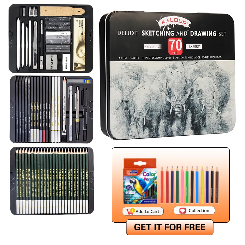 

Professional 70Pcs Drawing Sketch Pencil Full Set Wooden Painting Artist Kit Graphite Charcoal Stick For Painter School Supplies