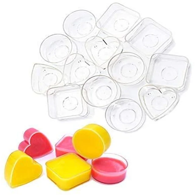 20 ensembles de moules à bougies ronds en forme de cœur, pot à photophore, étui vide, gobelets transparents en plastique, manchon de bougie, Kit artisanal, pot de cire pour la fabrication de bougies 4