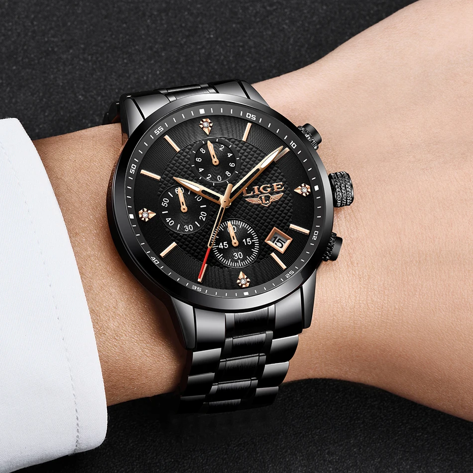 LIGE мужские часы Топ люксовый бренд полная сталь водонепроницаемые спортивные кварцевые часы мужские модные часы с датой серебряные часы Relogio Masculino