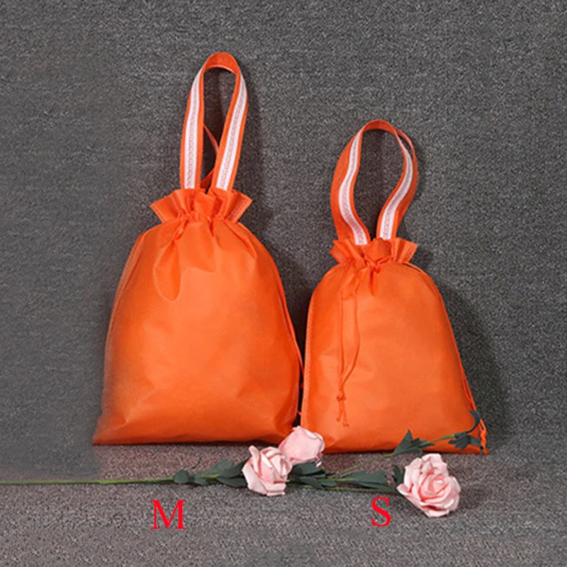 Модные Портативные Сумки на шнурке для девочек, обувь, сумки для женщин, нетканый дорожный мешок для хранения одежды, сумка, Пылезащитная косметичка - Color: orange S