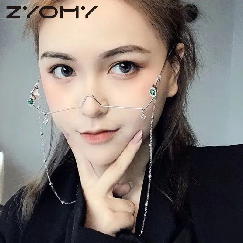 2019 Модные Винтажные Полуободковые Металлические очки без линз декоративные для