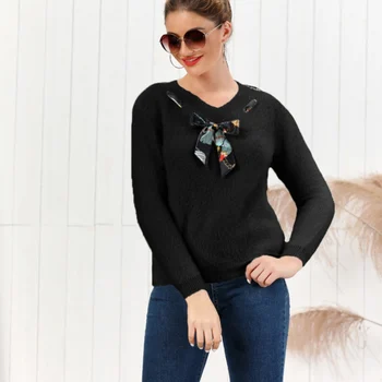 

Autumn Female Knitted Sweaters Women V-Neck Sweater Slim Pullovers Winter Top