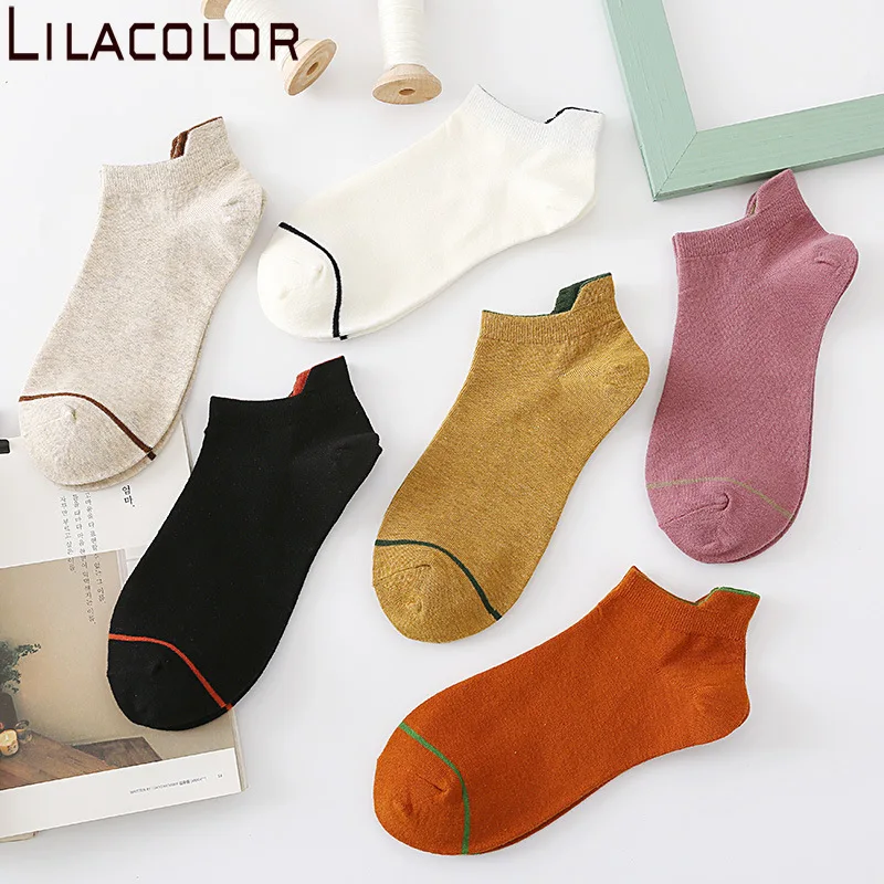 

Lilacolor Slid Color Cotton Short Women Socks 2020 New Spring Summer Colorful Ankle Korean Female Style Fashion Girls Socks