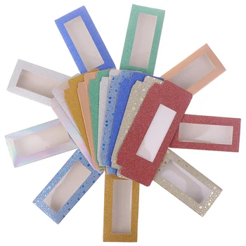 

10set 25mm Flash Blank Eyelashes Square Box For Package Paper Box Color Carton With Tray DIY Custom Logo Flash