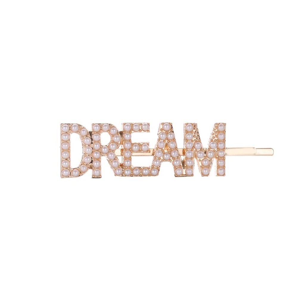 Korean Design English Alphabet Pearl Clip Retro Hairpin Headdress Hair Clip Girls Adult Metal Barrette Hair Accessories 917